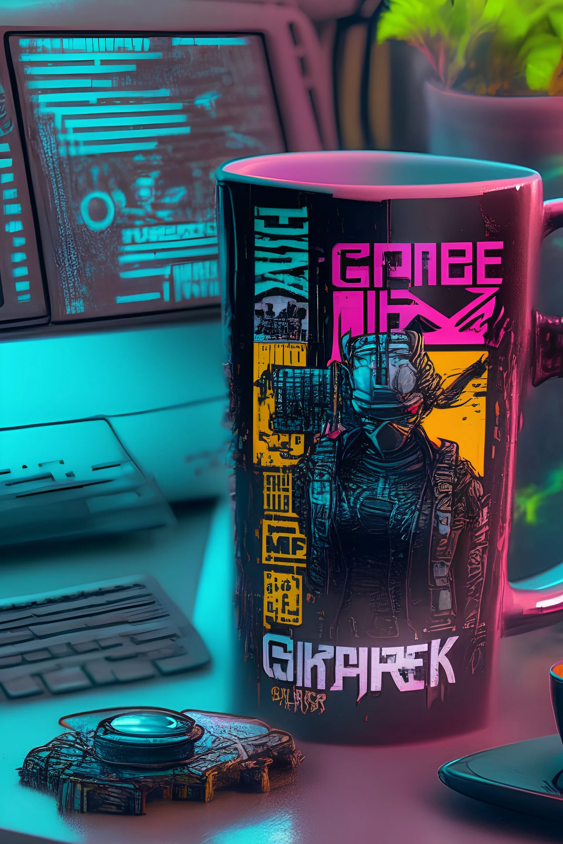 coffee mug cyberpunk sticker