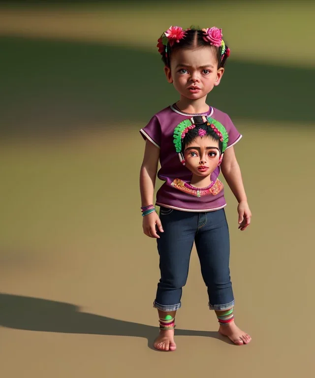 Frida toddler, full body, dramatic lighting, hyper realistic