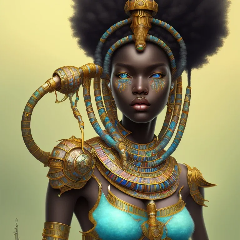 sango fantasy, fantasy magic, intricate, sharp focus, illustration, highly detailed, digital painting, concept art, matte, masterpiece head sexy African beauty black afro hair earth lady turquoise African huts Egyptian princess