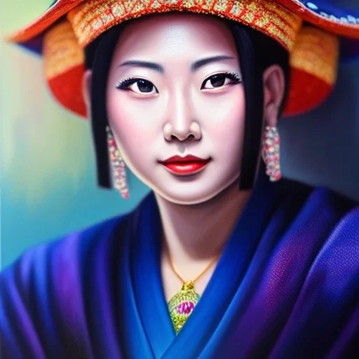 Ultra detailed fullbody Portrait in oil on canvas of Sankuro Yorozu(Samurai Shodown),intense stare,extremely detailed digital painting, extremely detailed face,crystal clear Big eyes,with full head inside portrait, mystical colors ,perfectly centered image, perfect composition, rim light, beautiful lighting,masterpiece,8k, stunning scene, raytracing, anatomically correct, in the style of robert e howard and Ken Kelley and Ohrai Noriyoshi and Simon Bisley and tomzj1