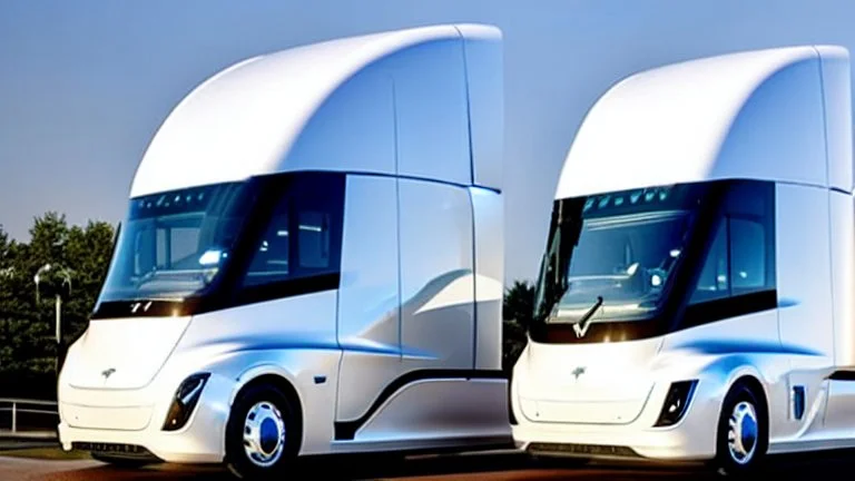 A Tesla semi-truck is parked, inside the 'Everland Resort', in South Korea. CINEMATIC. WIDE ANGLE LENS.