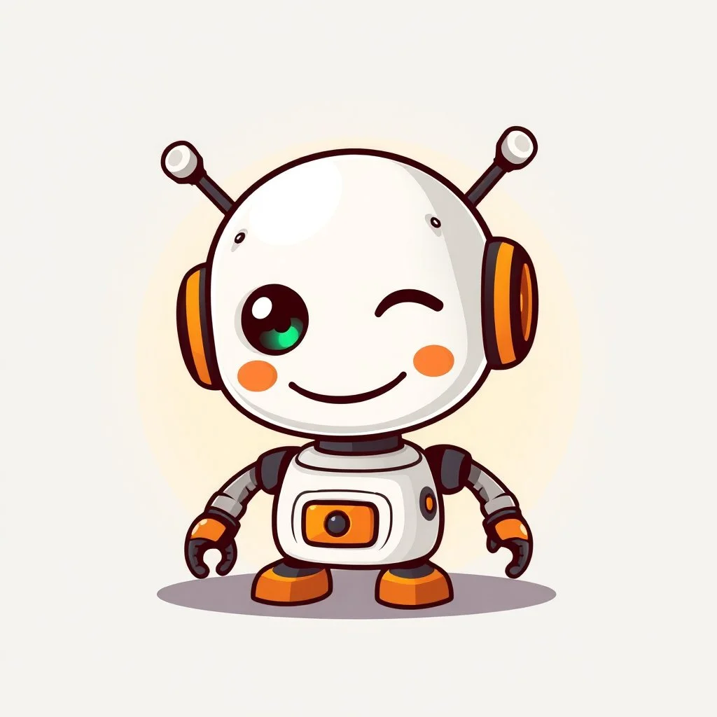 AI LOGO Robot simple, winking face happy