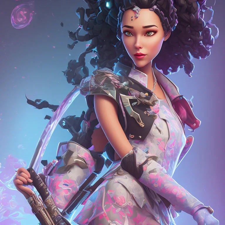 skin fortnite flora Cherry is a sexy black girl with black curly hair gray eyes with kimono with a katana