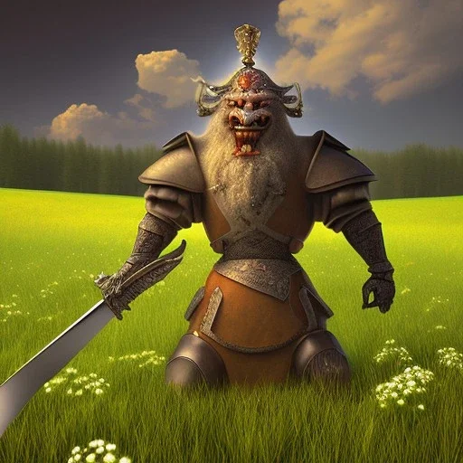 giant in meadow with sword