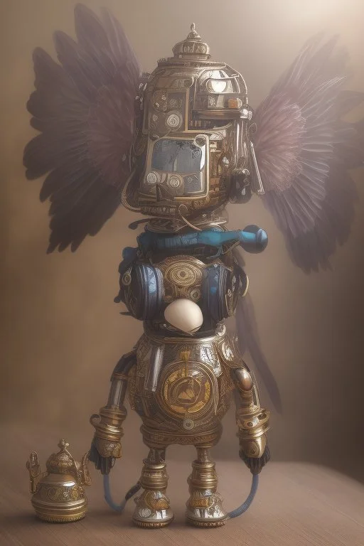 cute steampunk mechanical monkey with wings