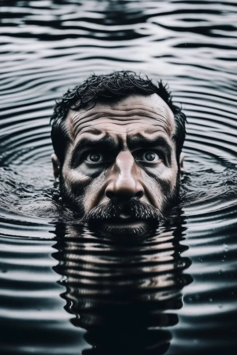 a man see his face on water mirror