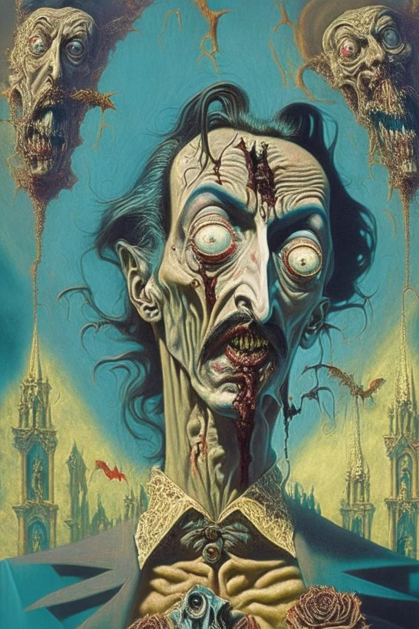 Artwork entitled "Christian Zombie Vampires Salvador Dali; surrealism; award-winning, intricate, insanely detailed, elegant