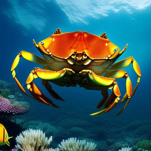 Giant Crab underwater by van Gogh 8k