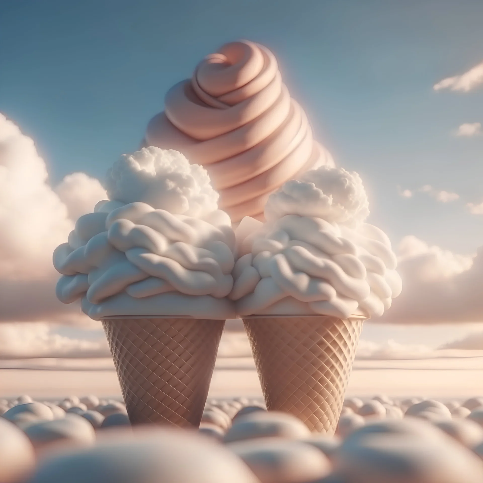 The clouds of love, with two ice cream, cinematic, 4k,