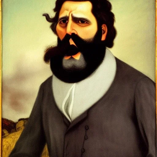 Retrato de un hombre con barba y canas llamado Jacobo Santiago Mozos con el estilo de Gustave Courbet