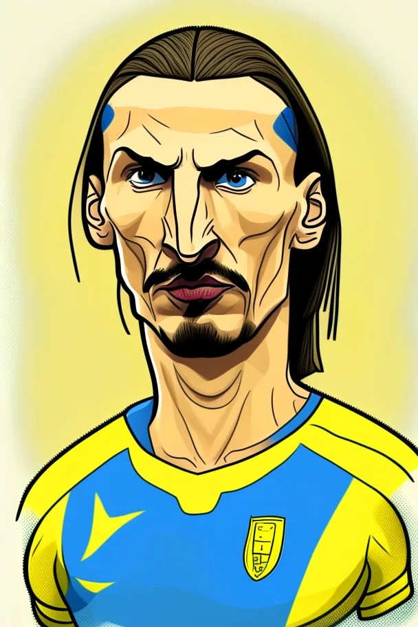 Zlatan Ibrahimovic Swedish football player ,cartoon 2d