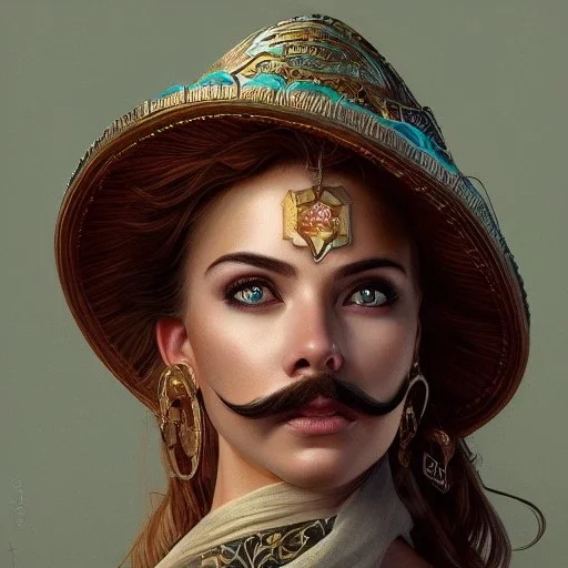 portrait,"Insanely detailed photograph of a western mustachioed crossbowman", charo detailed, sequenced Sombrero, detailed D20 flair, digital painting, artstation, concept art, smooth, sharp focus, illustration, art by artgerm and greg rutkowski and alphonse mucha, 8 k