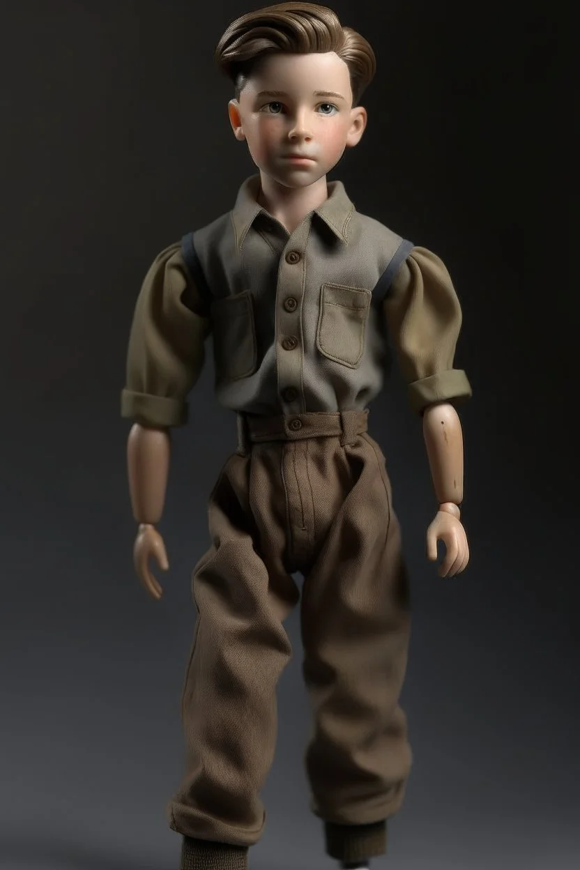 orfana di 14 anni del 1940, figura intera, stile realistico-drammatico, salopette e camicia