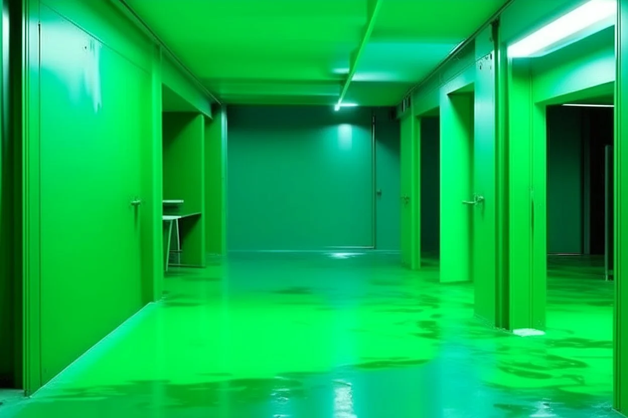 A bluish green facility zone made out of gel painted by Henri Matisse