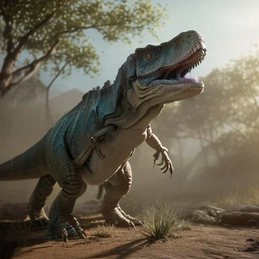 T-Rex, octane render, unreal engine, backdrop light, volumetric light, hyper detailed, intricate surface detail, HD, 8k, --q 2 --v 4