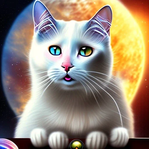 white cat with space orbs