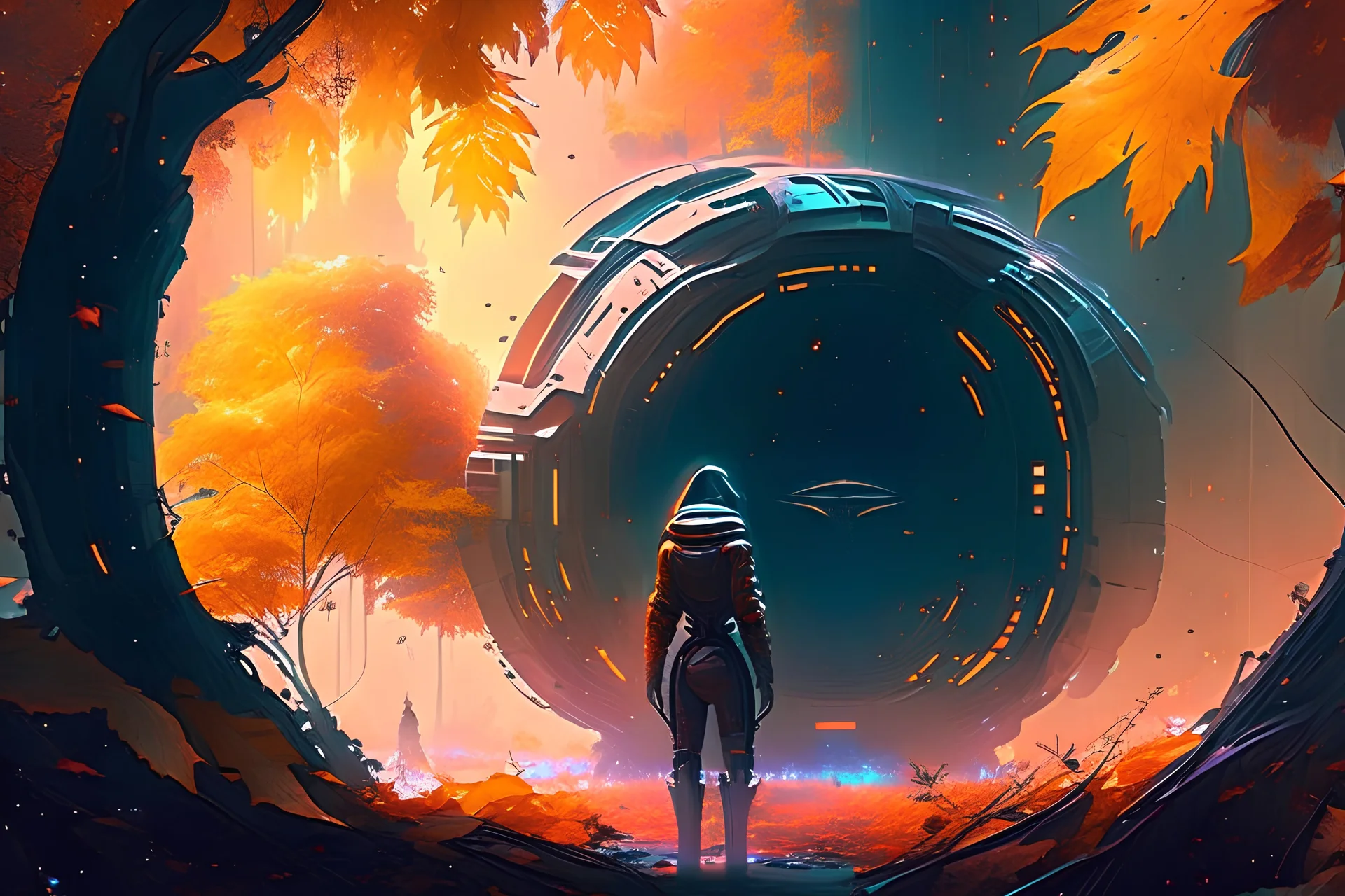 Autumn, sci-fi, galaxy, cinematic