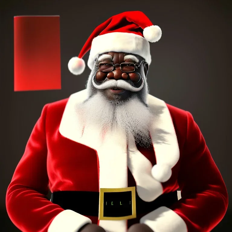 christmas card art, Black Santa and large breasted mom