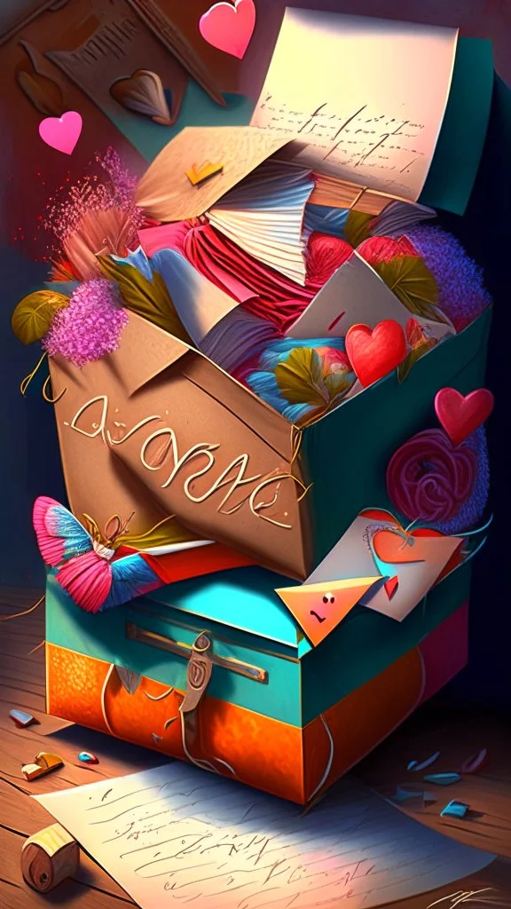 A bunch of love letters, realistic, professional, art, detailed, vibrant colors.