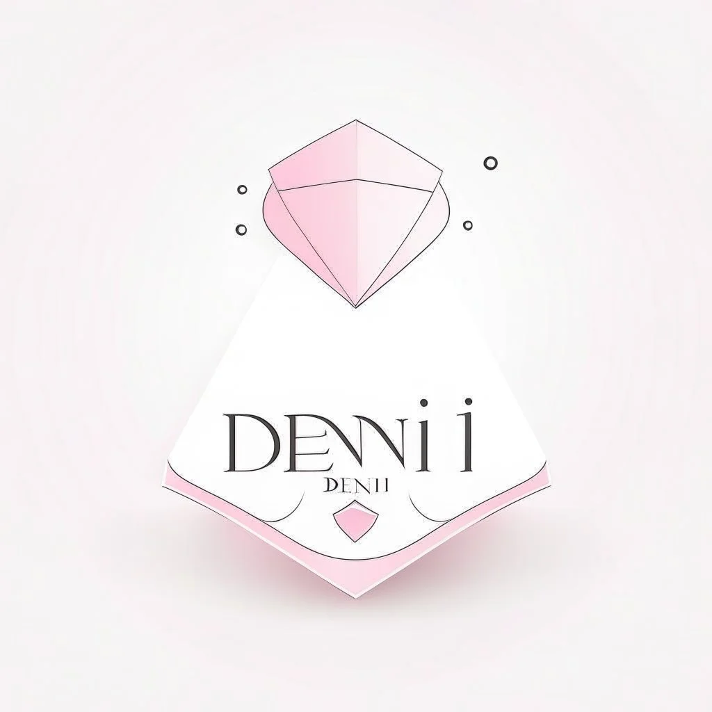 Create a logo with the name Deniz Boutique, inspired by diamond dresses, with the symbol of the dress, baby pink