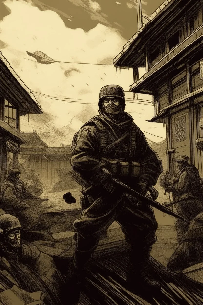 art from japanese style 1900 movie, call of duty