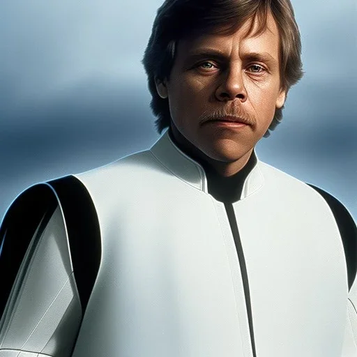 extremely detailed 8k hyperspace wallpaper,complete and photo realistic detailed head to waist stunning photo realistic portrait of mark hamill as luke skywalker in star wars with short lenght, Symmetrical, soft, fine, warm, photo realistic hair, blue eyes, professional majestic photo realistic painting by Ed Blinkey, Atey Ghailan, by Jeremy Mann, Greg Manchess, Antonio Moro, trending on ArtStation, Intricate, High Detail, Sharp focus, dramatic, by greg rutkowski, rough face, pilot jacket