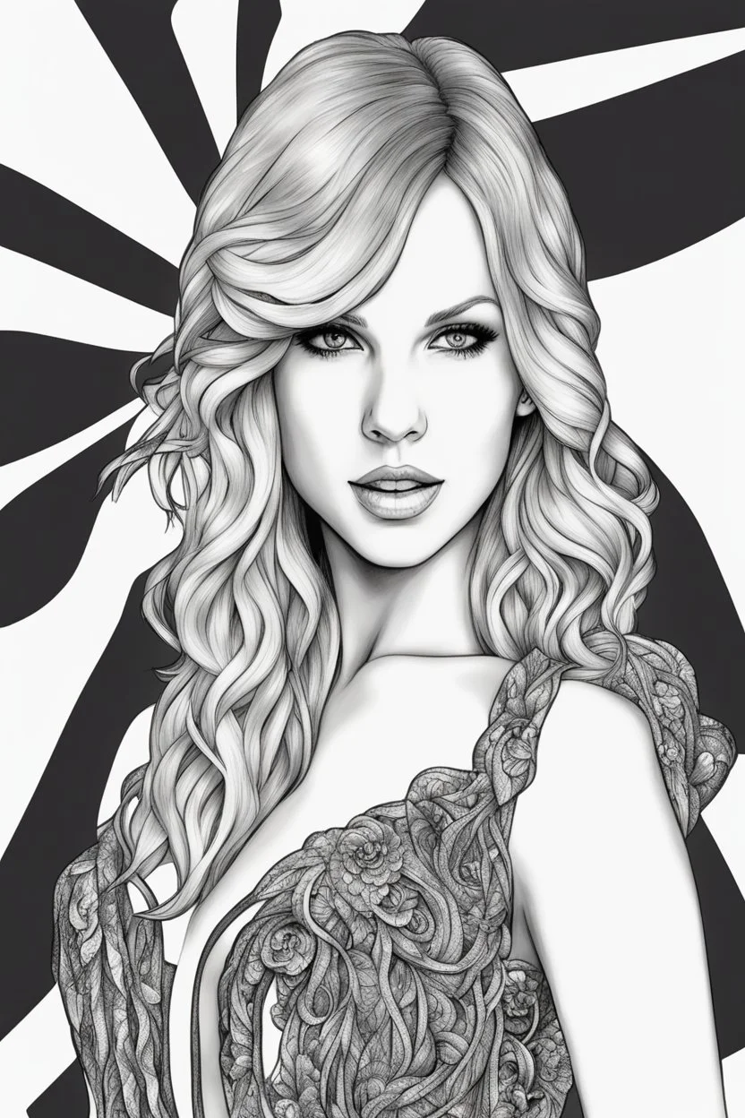 coloring pages of taylor swift for adults, Designs Black and white, No Shading