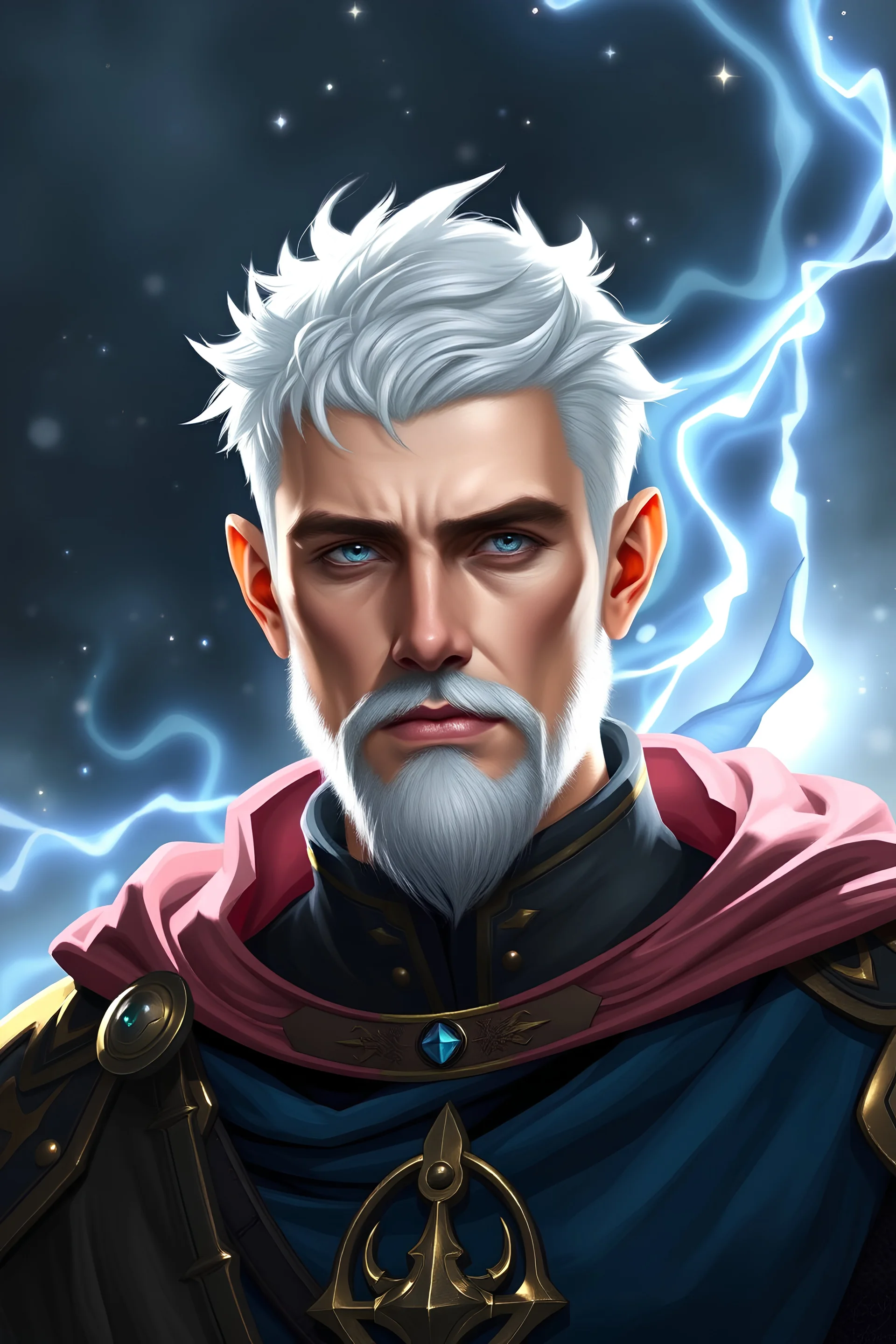 Portrait of a Paladin Celestial short white hair Male