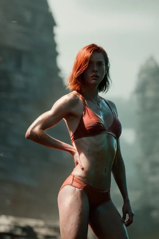 1girl, a real perfect female anatomy of ginger, sweaty naked upper body, hyper details, volumetric lighting, cinematic lights, photo bashing , epic cinematic, octane render ,extremely high detail, post processing, 8K wallpaper, Film Grain, 3d, denoise, redshift style, phoshoot