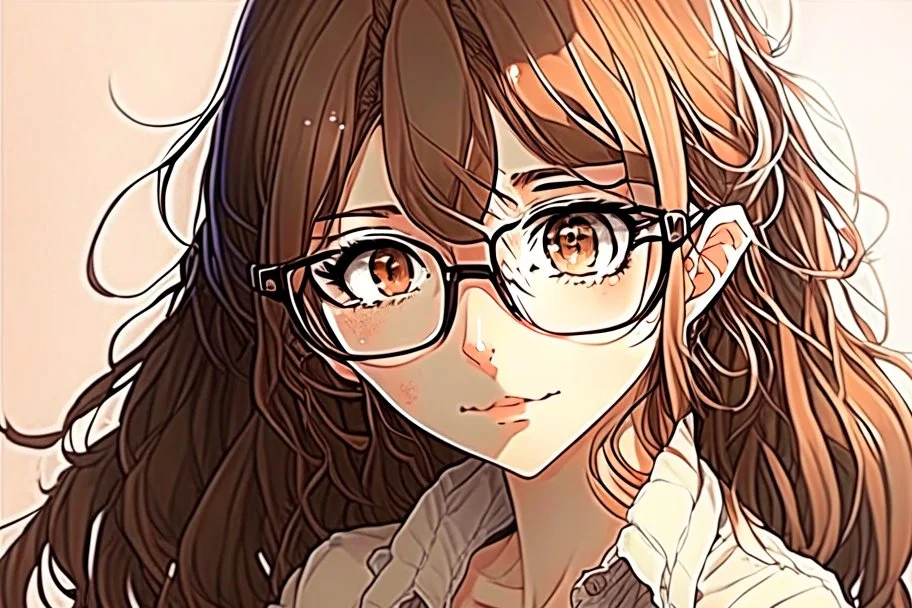 brown haired anime manga pregnant girl with eyeglasses