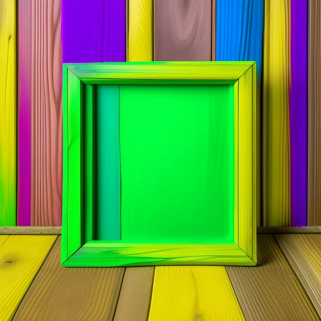 A simple wooden frame without decoration in the colors of Mardi Gras green, purple and yellow with a light background to remove