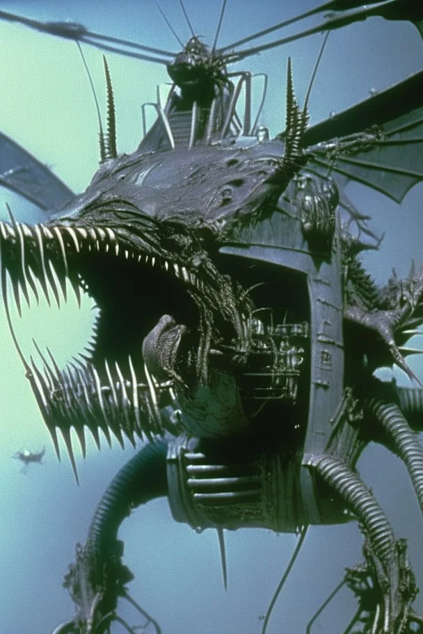 1980s monster movie, mix shark helicopte