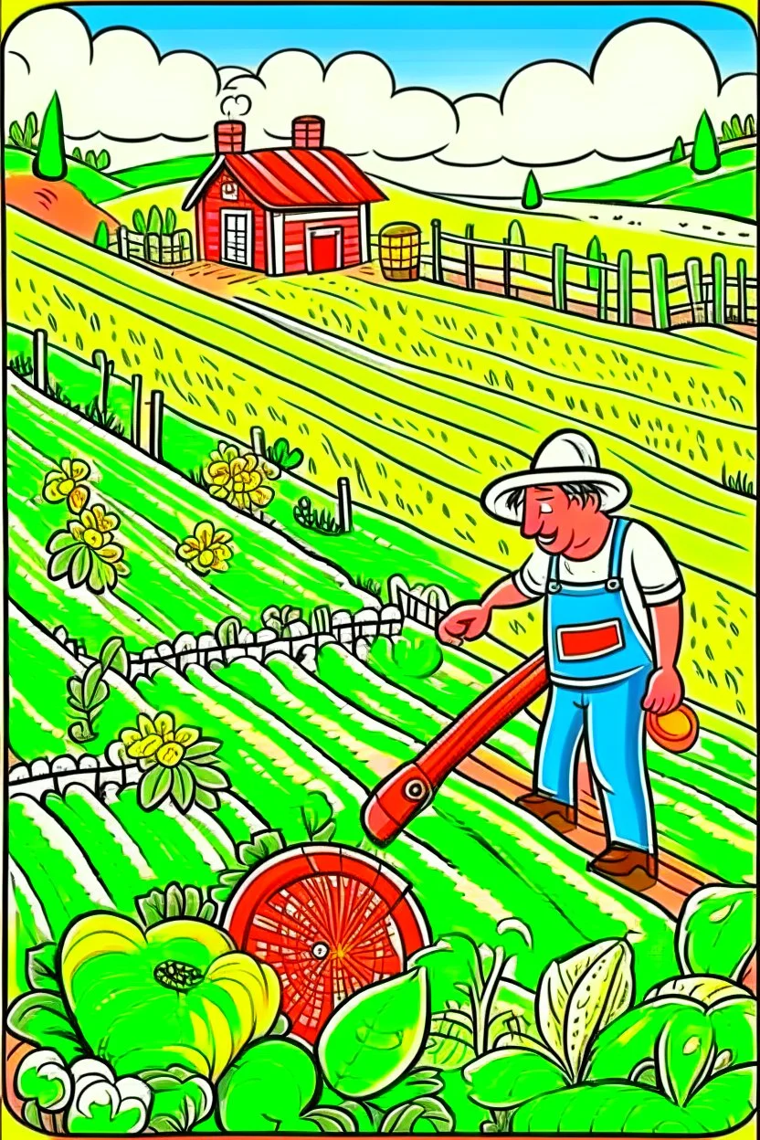 hand painted organic farming cartoon poster