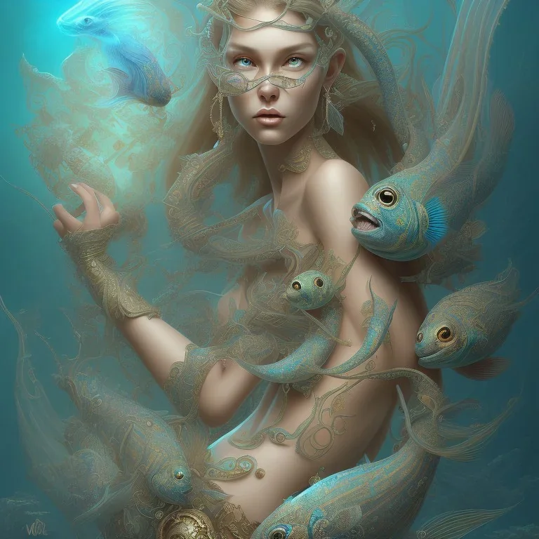 sango fantasy, fantasy magic, intricate, sharp focus, illustration, highly detailed, digital painting, concept art, matte, artgerm and paul lewin and kehinde wiley, masterpiece sexy lips Asian lady fish body mermaid turquoise space lady beach sea