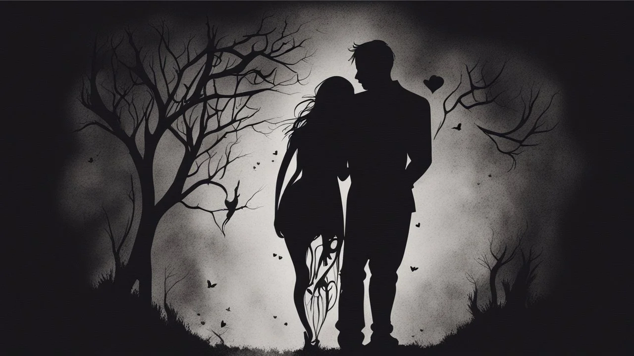 ink design, woman, man, love, in the dark The two of us were left without further ado, no emotions, no clothes.