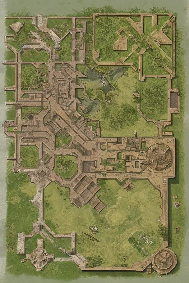 battle map dnd victorian military base in a canions