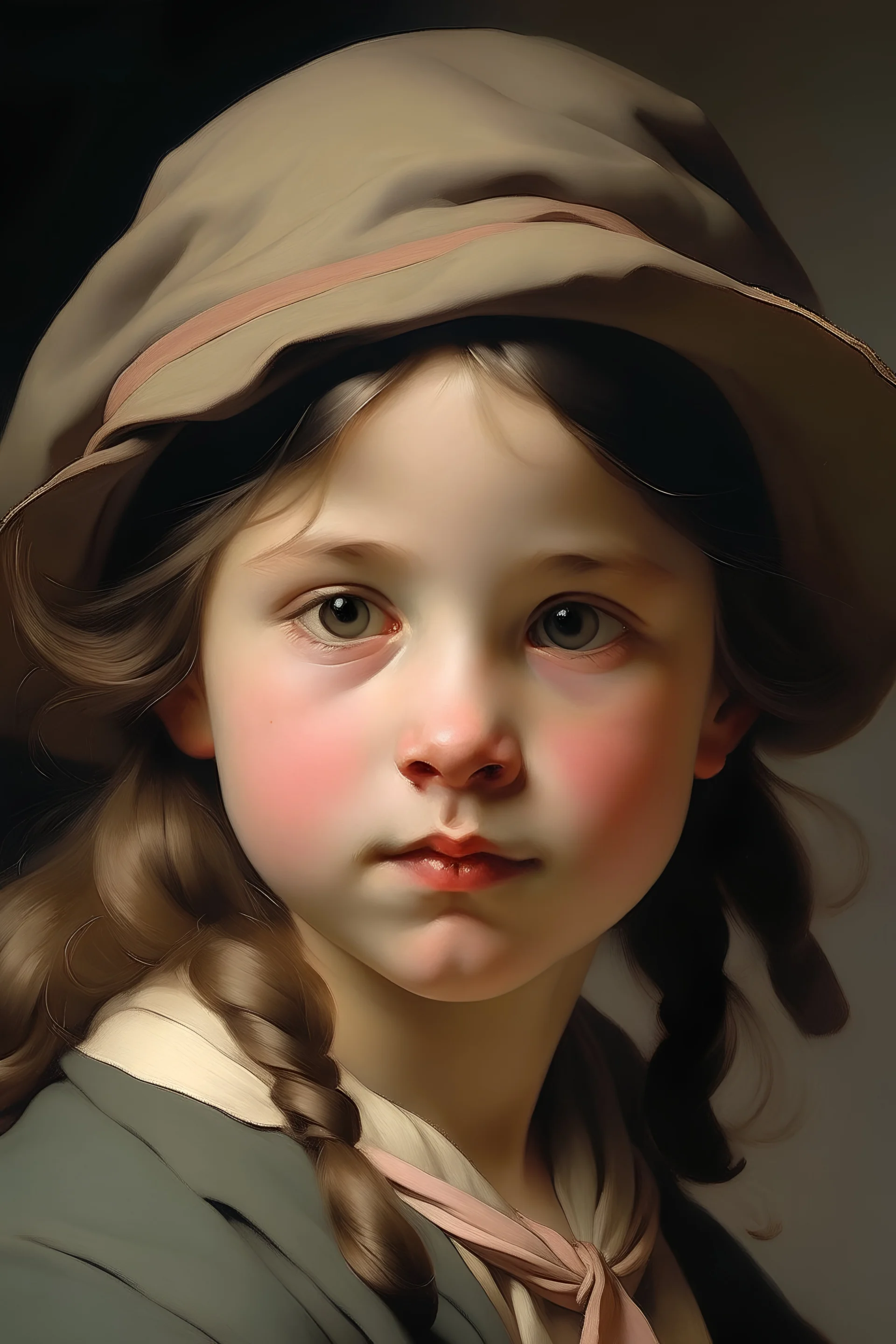 Young girl with a large cap