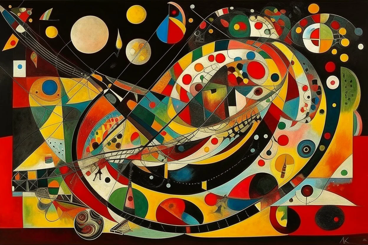 A circus made out of orchestral instruments painted by Wassily Kandinsky