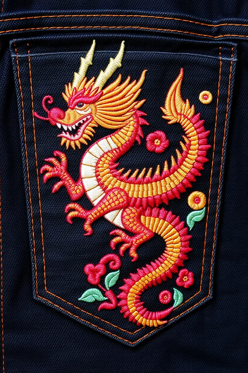 pocket myriad dragon embroidery