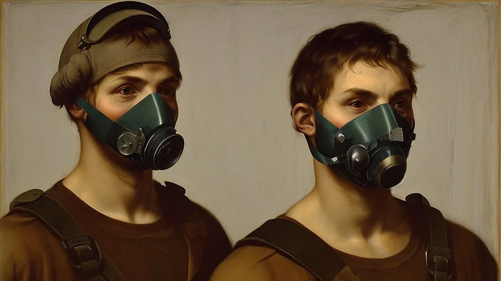 MAN WEARING RESPIRATOR by Andrea del Sarto