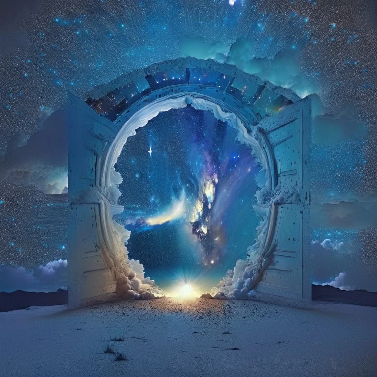 night sky with a portal opening