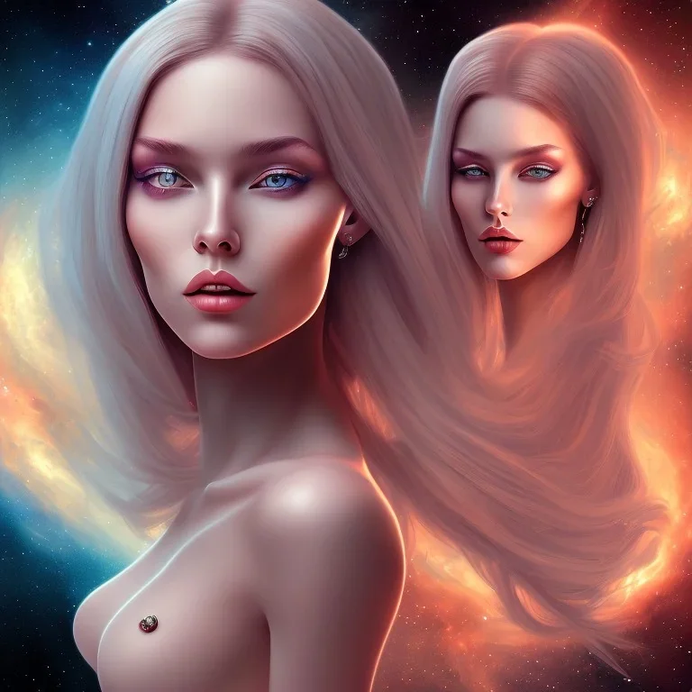 A beautiful portrait of a galactic woman