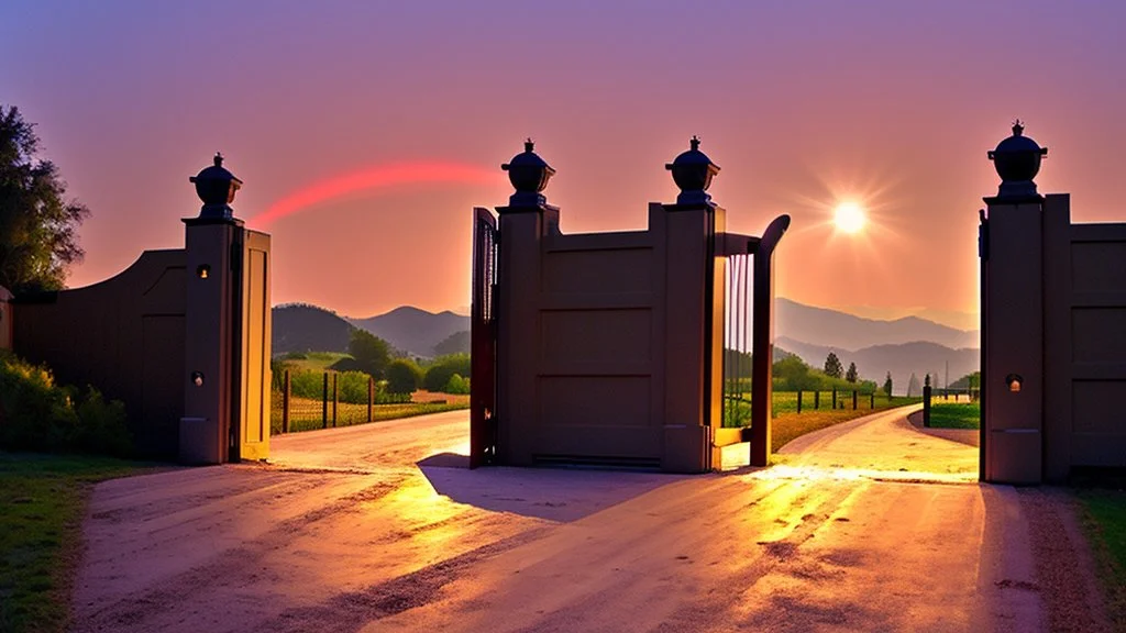 bright light beyond a huge gate