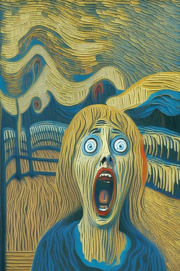 The Scream in Gustav Klimt style