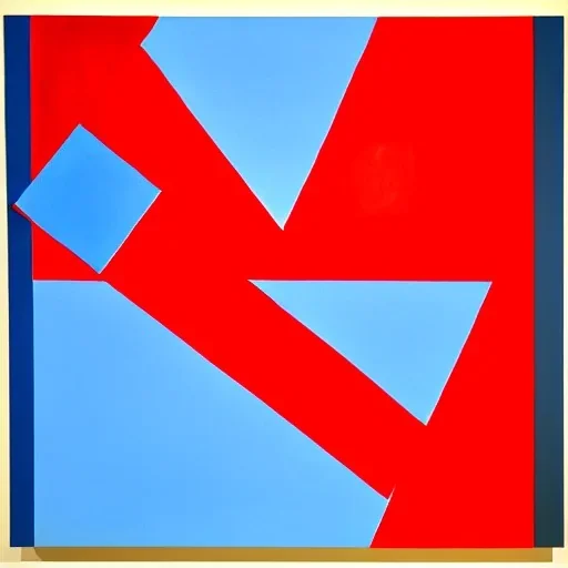 Suprematist painting red circles, gold, blue, white