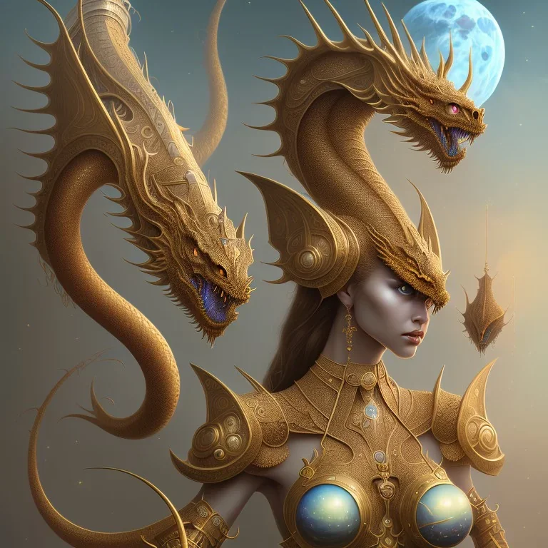 sango fantasy, fantasy magic, intricate, sharp focus, illustration, highly detailed, digital painting, concept art, matte, artgerm and paul lewin and kehinde wiley, masterpiece sexy lips Asian lady body dragon Papu New Guina pyramid golden silver space lady space blood moon galaxy