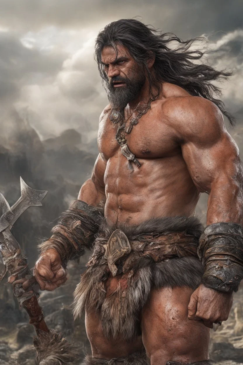 Nanoc the Barbarian, 4k UHD, hyper-realistic, photorealistic, ultra-realistic, realistic, lifelike,