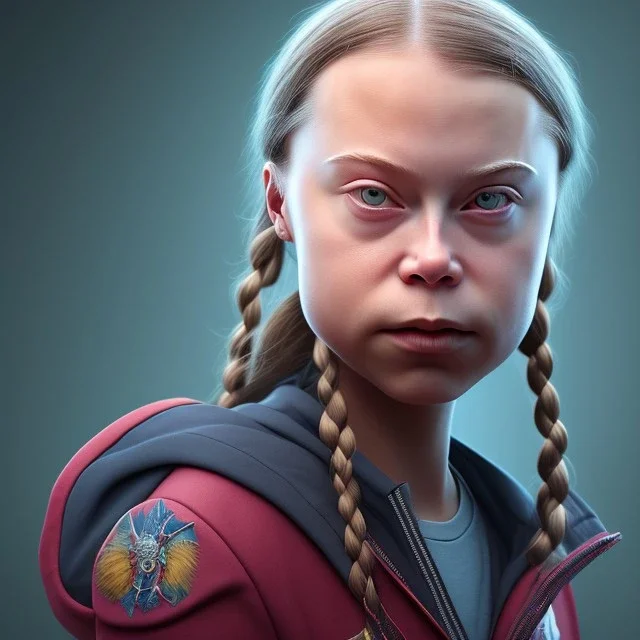  Greta Thunberg portrait octane render, Chaos Daemons