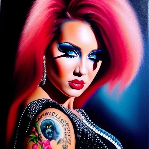 Ultra detailed fullbody Portrait in oil on canvas of beautiful busty punk Julie(heavy metal 2000),extremely detailed digital painting,ultrarealistic skin,intense stare, extremely detailed face, crystal clear eyes, mystical colors ,perfectly centered image, perfect composition, rim light, beautiful lighting,masterpiece ,8k, stunning scene, raytracing, anatomically correct, in the style of Simon Bisley and uncannyknack and Ohrai Noriyoshi and robert e howard and Steve Jung.