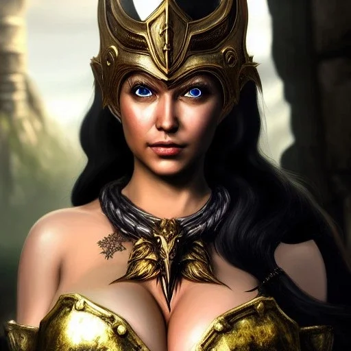 ultra detailed fullbody Portrait in oil on canvas of a beautiful busty woman with Skyrim Dragon priest mask and armor,extremely detailed digital painting, extremely detailed face,crystal clear Big eyes, mystical colors ,perfectly centered image, perfect composition,rim light, beautiful lighting, 8k, stunning scene,extremely sharp detail, finely tuned detail, ultra high definition raytracing, in the style of robert e howard and pablo oliveira and Ken Kelley and Ohrai Noriyoshi and Simon Bisley